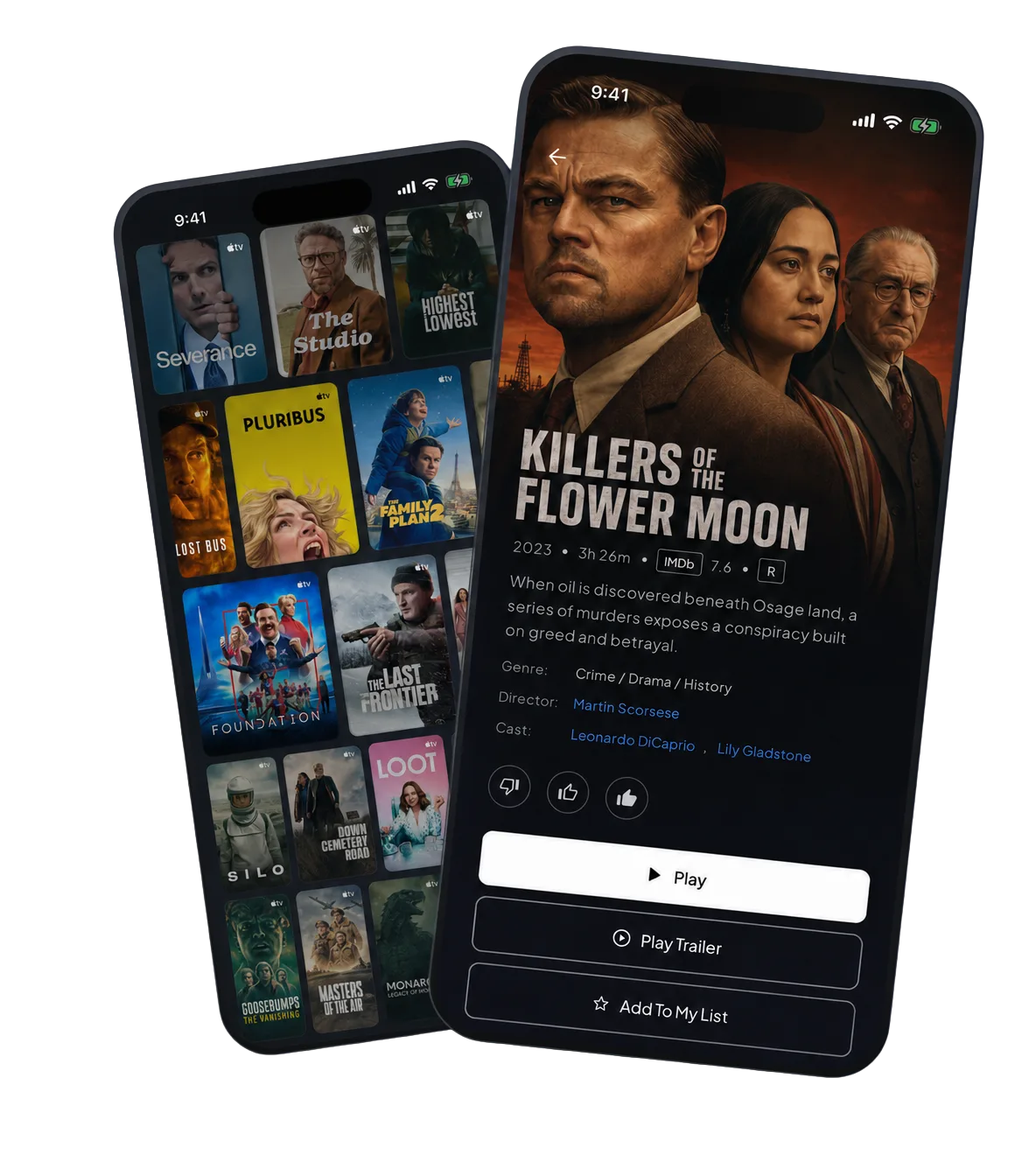 Apollo Group TV mobile experience shown on two smartphones